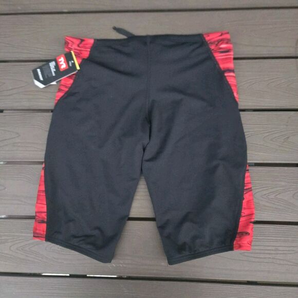 TYR Durafast Elite Hydra Drawstring Red/black Swim Jammer Size 32 New - Picture 2 of 3